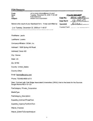 Fillable Online Pbadupws Nrc FOIA PA 2010 0080 Contract With Oak