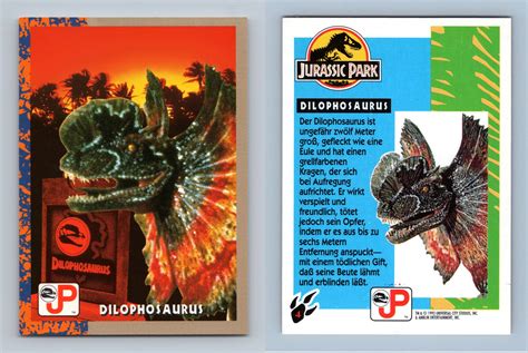 Dilophosaurus 4 Jurassic Park 1993 Topps German Trading Card