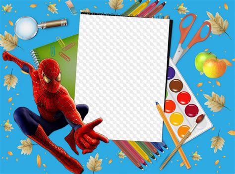 Photo Frame School With The Spider Man I Schoolboy