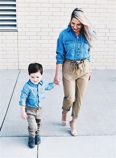 Mommy And Son Matching Outfit Ideas Chambray Shirt With Khakis