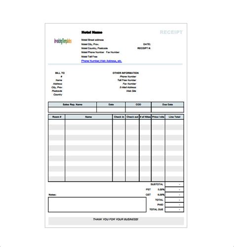 22 Hotel Receipt Templates Pdf Doc Excel Free And Premium Templates