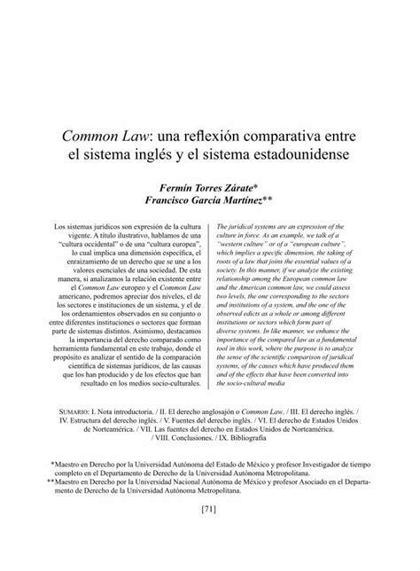 PDF Common Law una reflexión comparativa entre el sistema PDF