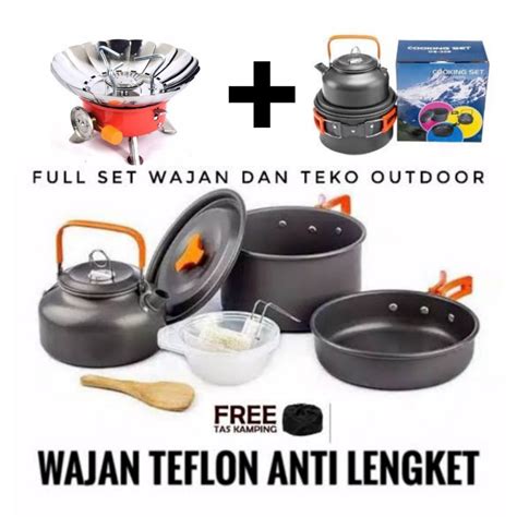 Jual Paket Lengkap Alat Masak Camping Wajan Teko Kemping Gunung Cooking