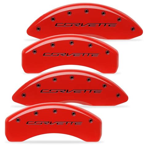 C7 Corvette Stingray Brake Caliper Cover Set With Black Corvette Scr