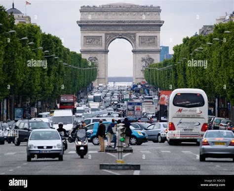 The Arc De Triomphe And The Avenue Des Champs Elysees With Lots Of