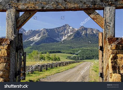 Inviting Blue Sky Colorado Mountain Ranch Stock Photo 91901834 ...