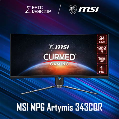 MSI MPG ARTYMIS 343CQR 34 UWQHD Curved 1000R VA Panel 165hz 1ms MPRT