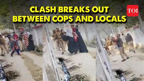 On Cam Clash Erupts Between Cops And Locals In Up S Moradabad District