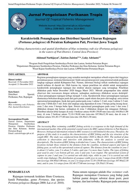 (PDF) Fishing characteristics and spatial distribution of blue swimming ...