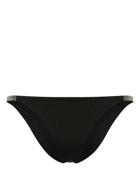 Fisico Crystal Embellished Bikini Bottom In Black ModeSens