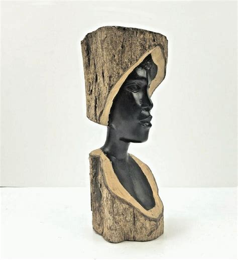 Vintage Hand Carved Ebony Wood Sculpture Makonde Maasai WOMAN Tanzania