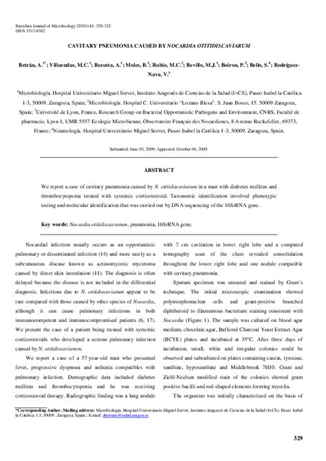 (PDF) Cavitary pneumonia caused by Nocardia otitidiscaviarum