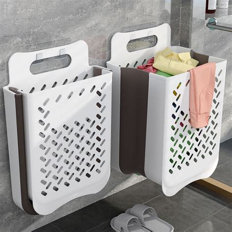 Collapsible Laundry Hamper Wall Mount Foldable Laundry Basket Plastic