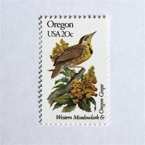 20c Oregon State Bird And Flower Stamps Vintage Unused US Postage