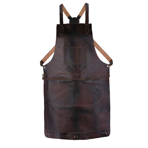 Dark Brown Full Grain Leather Apron Butcher Apron Cook Apron BBQ Apron