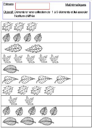 FICHES AUTOMNE NUMERATION