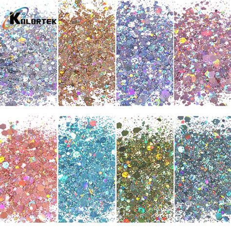 Wholesale Shapes Glitters Thicker Flakes Bulk Cosmetic Mixed Holographic Chunky Glitter For