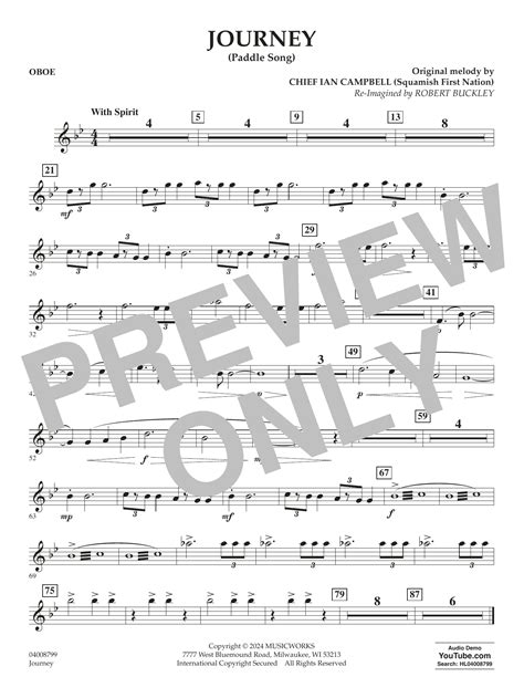 Journey Paddle Song Oboe Sheet Music Robert Buckley Concert Band