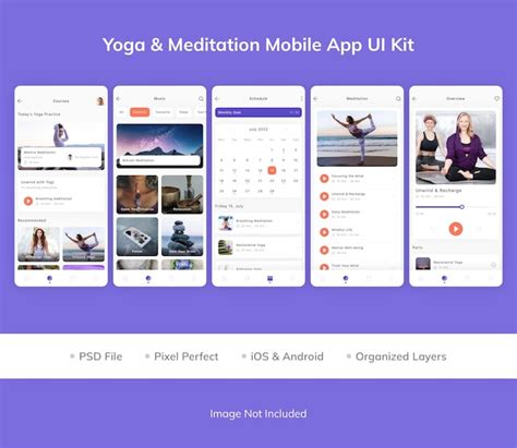 Premium Psd Yoga And Meditation Mobile App Ui Kit