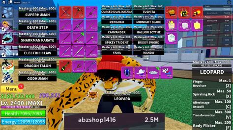 Blox Fruit Lv Max Beli M F K Fully Skill Leopard Max