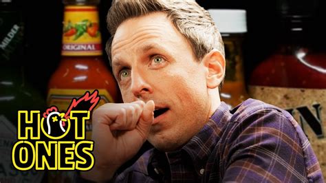 Seth Meyers Unravels While Eating Spicy Wings Hot Ones Youtube