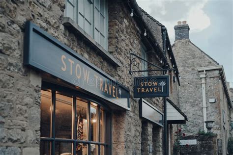 Sign Outside Stow Travel Agency In Stow On The Wold Cotswolds Uk