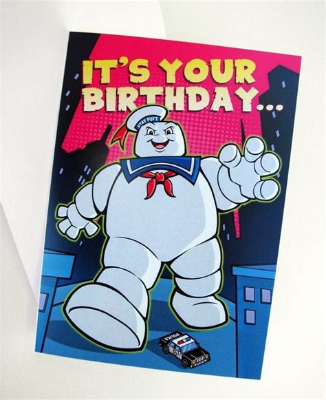 Ghostbusters Birthday Card 5 X7 Featuring Slimer And Etsy