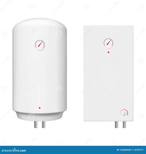 Realistic Electric And Gas Boiler Isolated Vector Water Heater