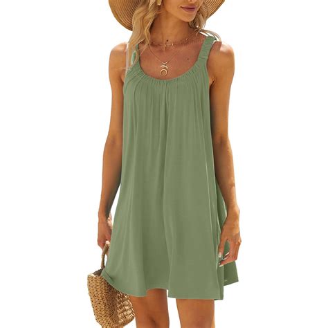 Usmixi Summer Dresses For Women Casual Beach Loose Swing Tank Mini Sun