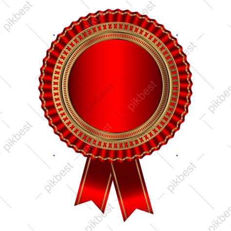 Blank Award Template Rosette With Golden And Red Medal Png Images