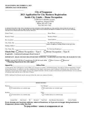 Fillable Online Application For City Business Registration Fax