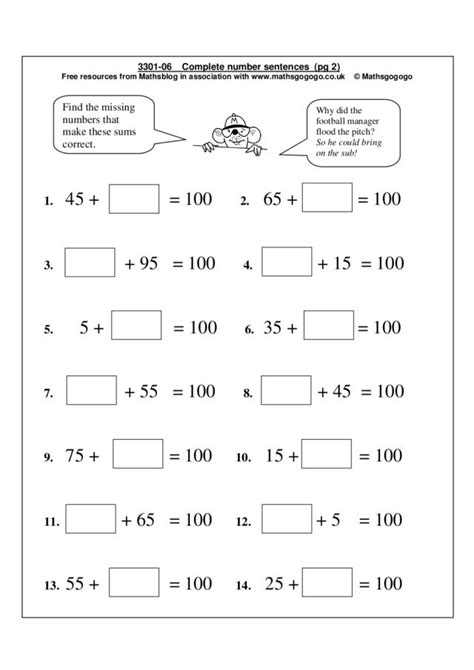 Number Sentences Worksheets Printable Word Searches