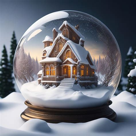 Premium Photo Snow Globe Crystal With House Inside