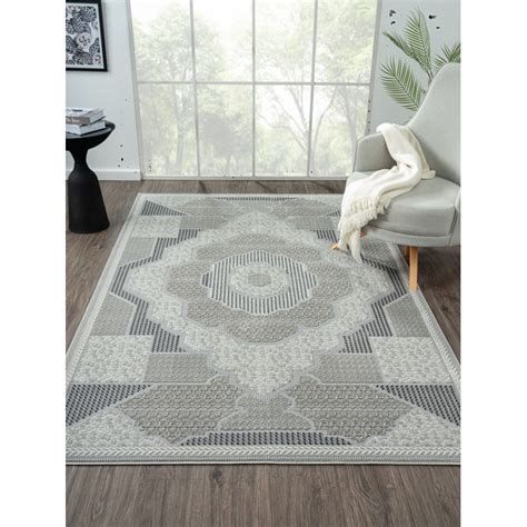 Latitude Vive Canley Geometric Machine Woven Grey Area Rug Wayfair Co Uk