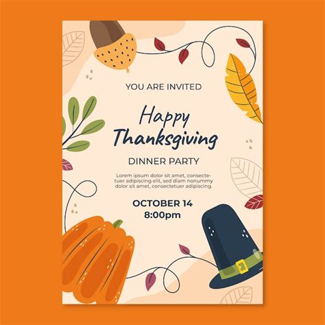 Free Vector Flat Thanksgiving Invitation Template