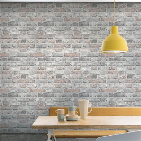 3D Brick Effect Wallpaper Slate Stone Realistic Textured Vinyl Vintage