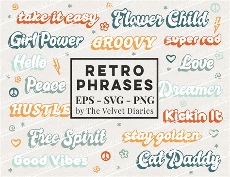 Retro 70s Words Phrases Groovy Peace Love Vector Svg Eps Png - Etsy