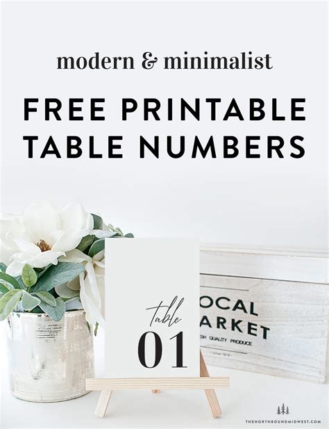 Printable Table Numbers Template