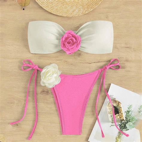 Leesechin 2024 Womens Bikinis Clearance Juniors 2 Piece Rose Bikini