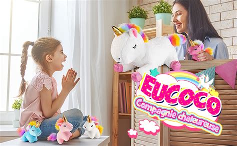 EUCOCO Peluche Licorne Fille 3 8 Ans Fille 2 3 4 5 6 Ans Cadeau