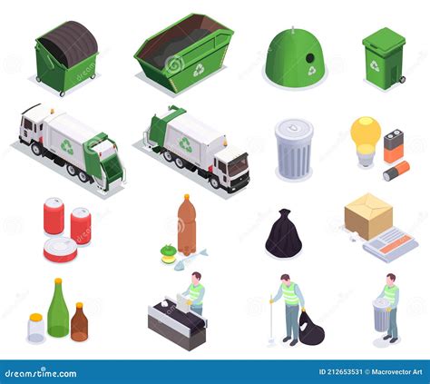 Recycling Waste Isometric Collection Stock Vector Illustration Of