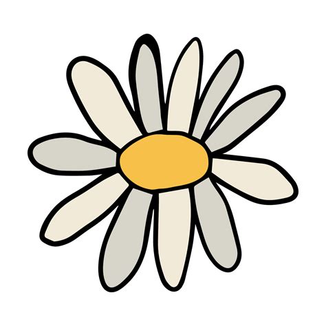 Colorful fantasy doodle cartoon daisy flower isolated on white ...