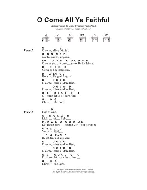 O Come All Ye Faithful By Traditional Carol Guitar Chords Lyrics Guitar Instructor