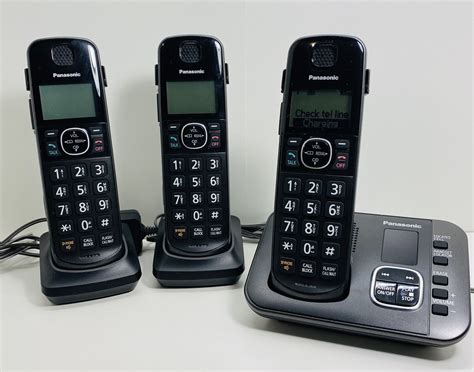 Panasonic Expandable Cordless Phone System Kx Tge Dect Black Ebay