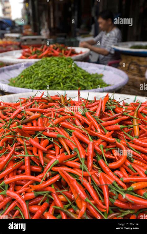 Detail Of Thai Chillies In Bangkok Market Hi Res Stock Photography And