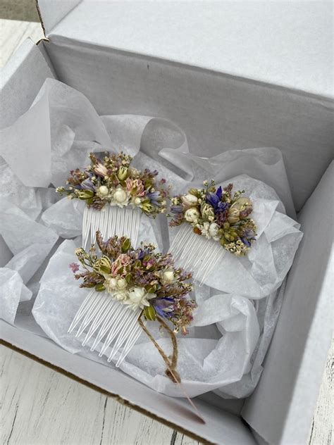 Wild Flower Bridal Hair Combs Wedding Dried Flower Hair Combs Etsy Uk