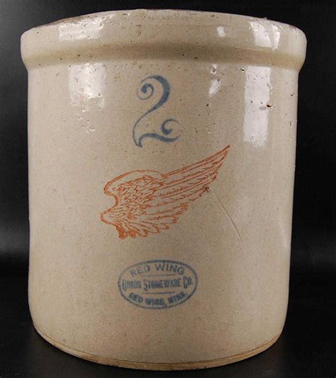 Antique 2 Gallon Red Wing Stoneware Crock