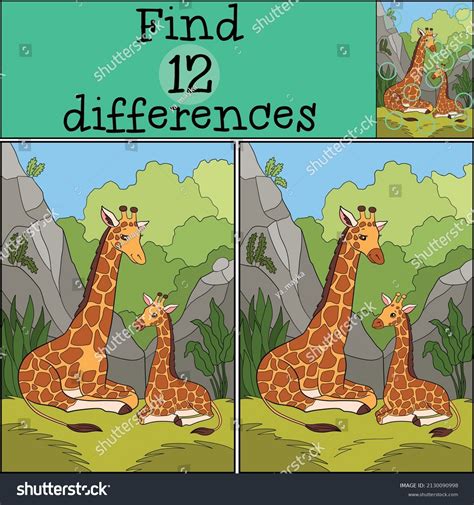 Educational Game Find Differences Mother Giraffe Stock Vector Royalty