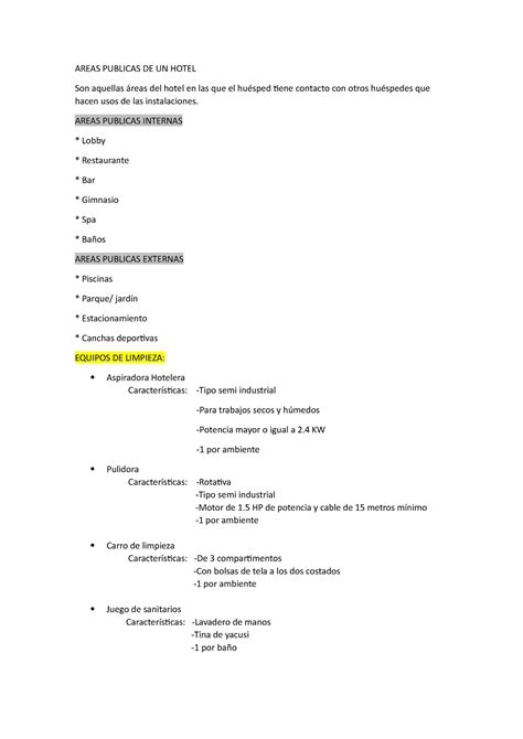 Areas Publicas DE UN Hotel AREAS PUBLICAS DE UN HOTEL Son Aquellas