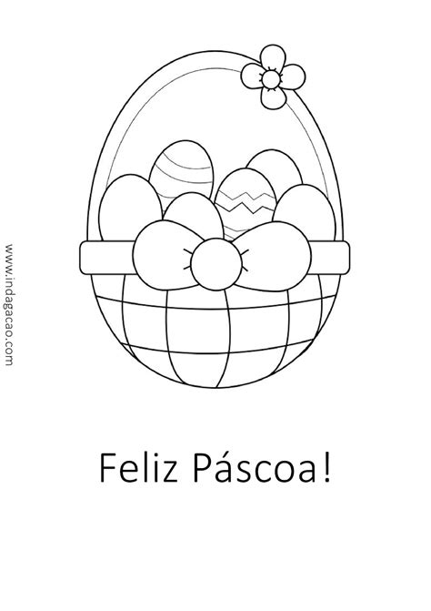 Cesto de ovos de páscoa frase Feliz Páscoa para pintar baixar